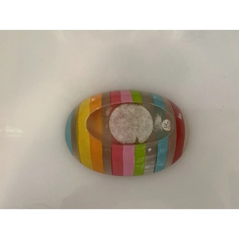 Vintage 1970s Retro Acrylic Rainbow Bathroom Accessory Set Tumbler Soap Dish GUC
